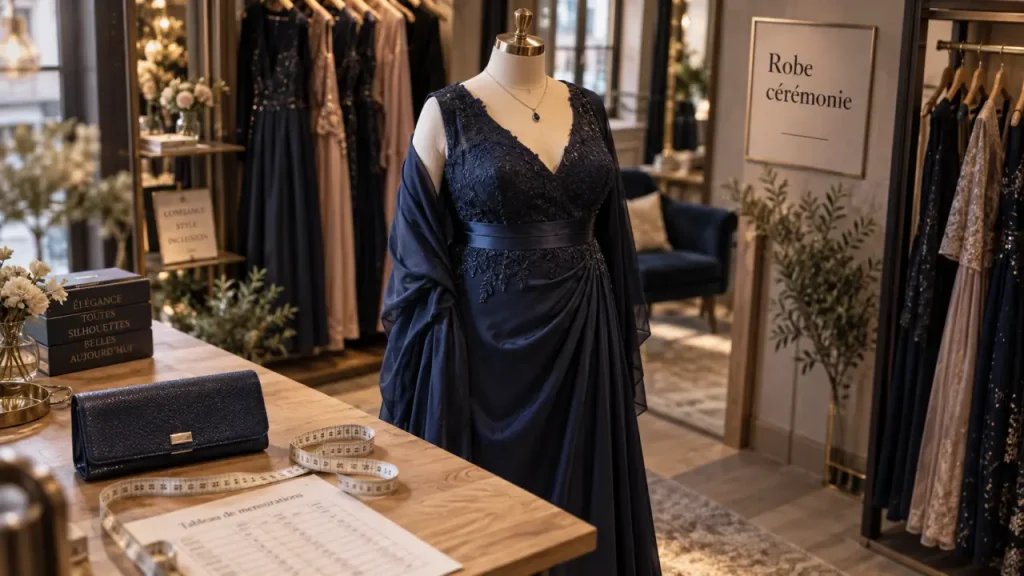 Robe pour cérémonie grande taille : choisissez une longueur élégante et facile à vivre